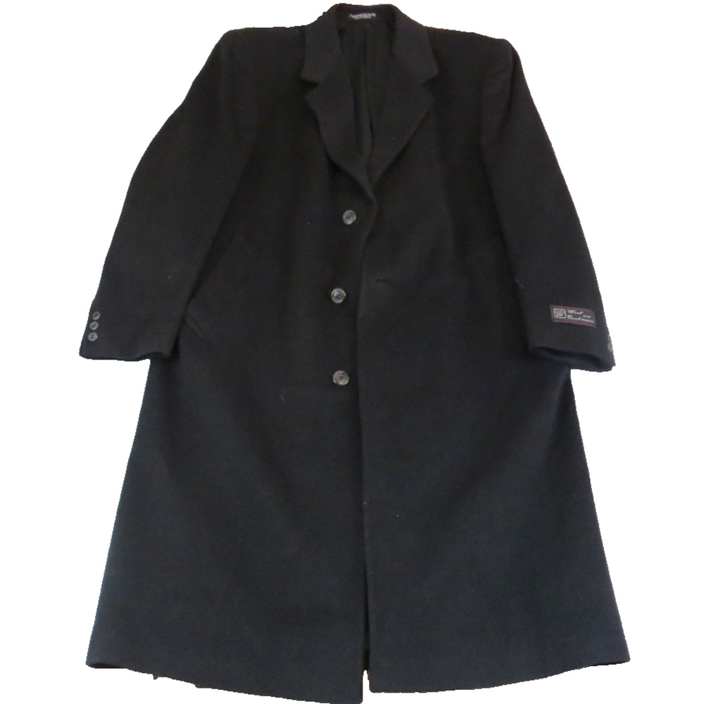 VTG 90 Silver Cloud Wool and Cashmere Woven In Italy Full Length Overcoat Mens L